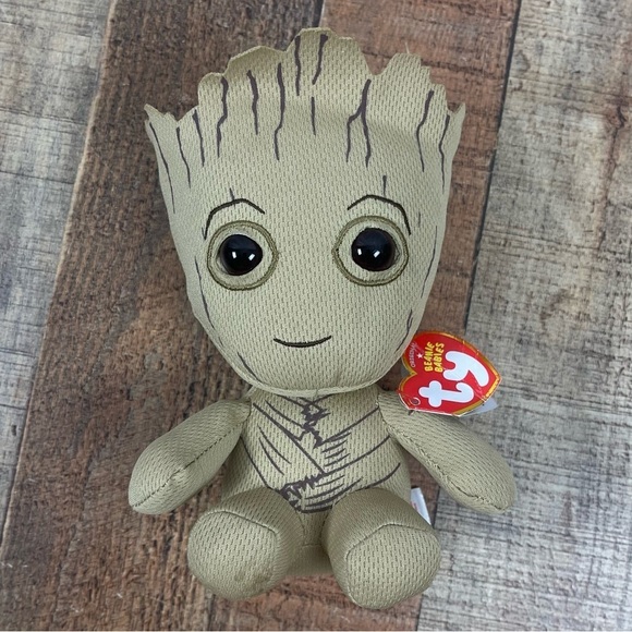 NEW Ty Beanie Baby Marvel Baby Groot Plush Stuffed Animal Superhero Tree - Picture 1 of 5